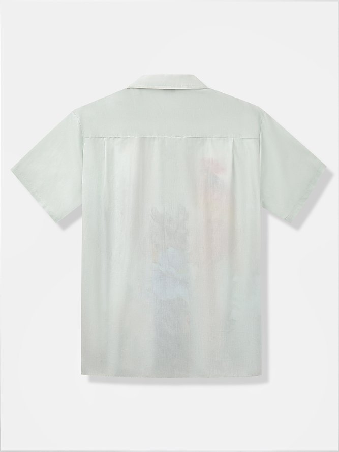 Side view of Floral Summer Vacation Moisture Permeability Commuting Loose Short Sleeve Regular Camp Collar Aloha Shirts for Men