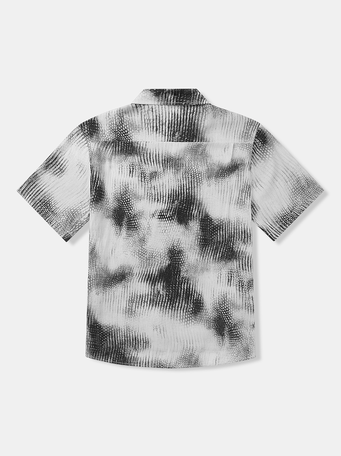 Side view of Casual Abstract Summer Lightweight Party Loose Regular H-Line Shirt Collar Aloha Shirts for Men
