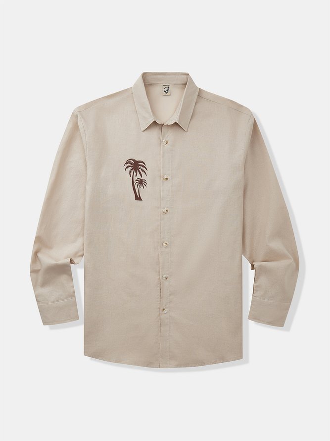 Men Casual Spring/Fall Coconut Tree Natural Daily Loose Regular Regular Shirt Collar Aloha Shirts-image-16719884