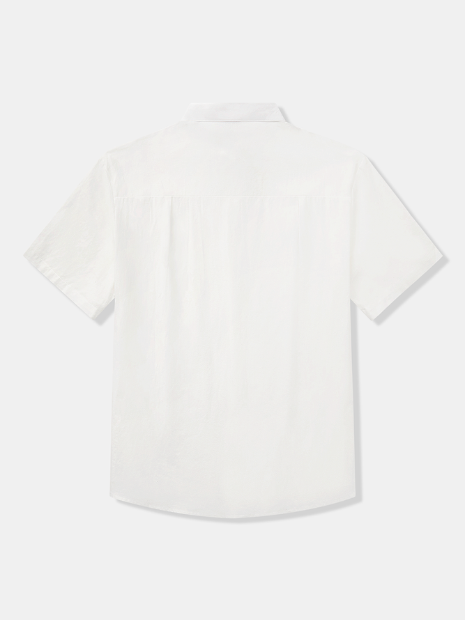 Side view of Men Casual Summer Coconut Tree Natural No Elasticity Loose Short Sleeve Regular Regular Aloha Shirts