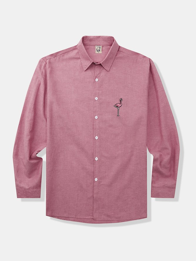 Men Casual Plain Spring/Fall Natural Commuting Cotton Regular Regular Shirt Collar Aloha Shirts-image-16233025