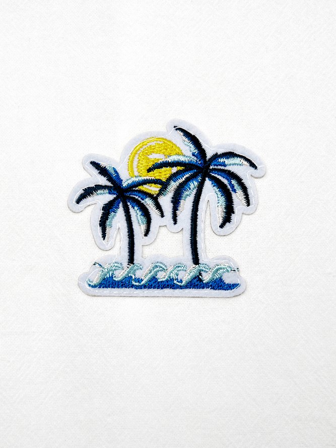 Side view of Men Casual Summer Coconut Tree Natural No Elasticity Loose Short Sleeve Regular Regular Aloha Shirts