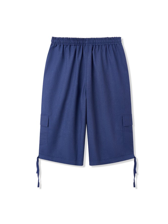 Side view of Men Casual Plain Summer Moisture Permeability Household Loose Shorts Bermuda Regular Shorts