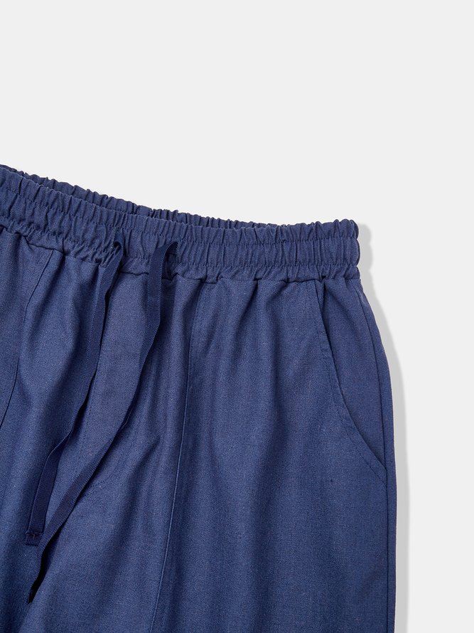 Side view of Men Casual Plain Summer Moisture Permeability Household Loose Shorts Bermuda Regular Shorts