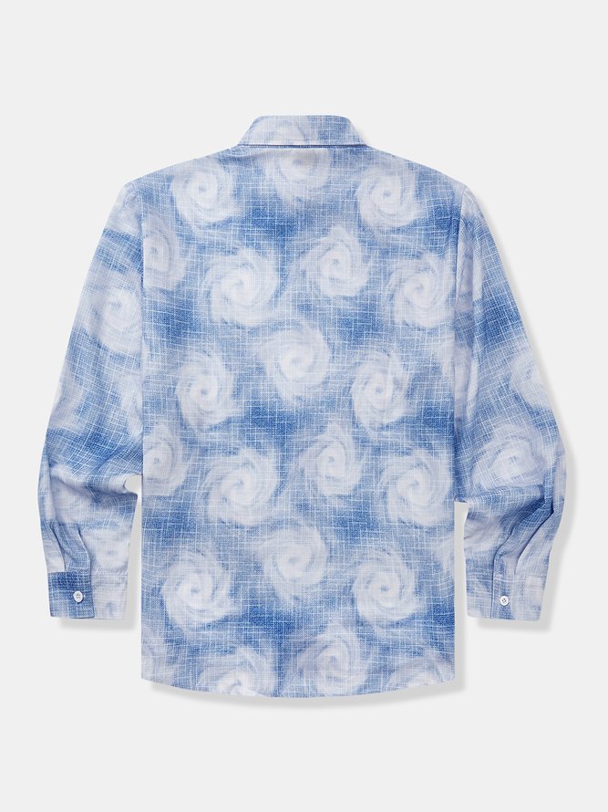 Side view of Casual Floral Spring/Fall Natural No Elasticity Loose H-Line Regular Shirt Collar Aloha Shirts for Men