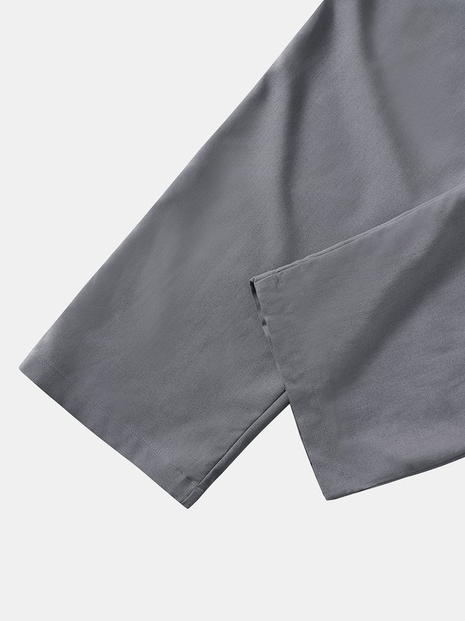 Side view of Casual Plain All Season Polyester Natural Micro-Elasticity Holiday Loose Regular Chino Pants for Men