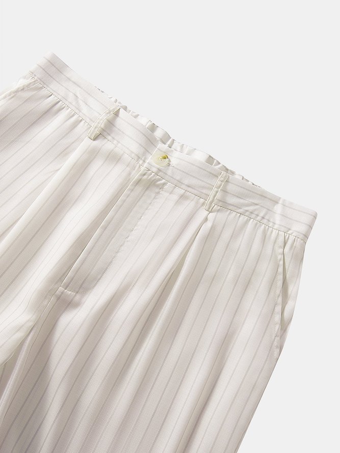 Side view of Striped Casual All Season Natural No Elasticity Straight pants Long H-Line Regular Chino Pants for Men