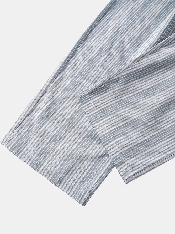 Side view of Men Striped Casual Spring/Fall No Elasticity Breathable Loose Commuting Wide leg pants Long Pants