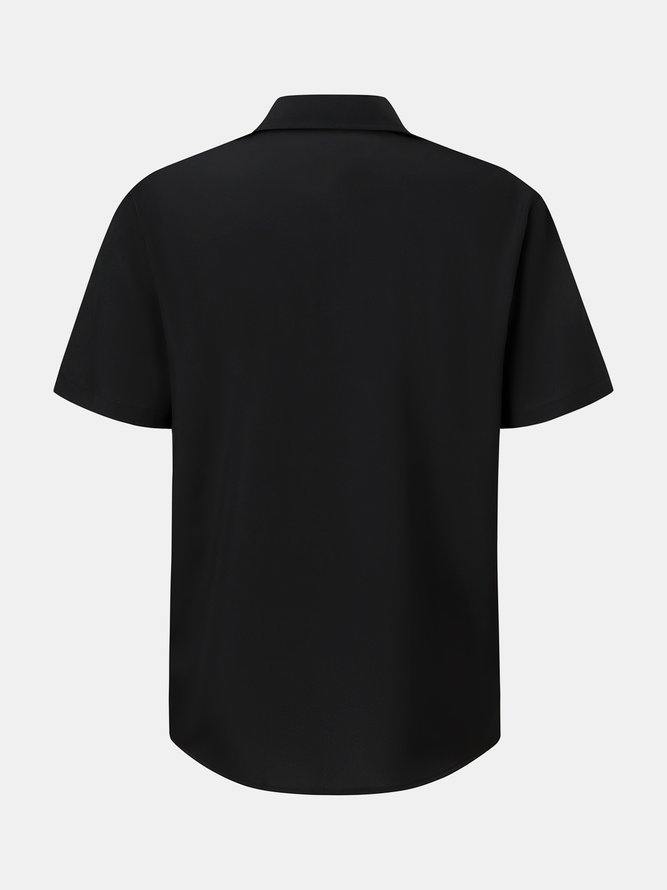 Men's Santa Print Casual Breathable Hawaiian Short Sleeve Shirt