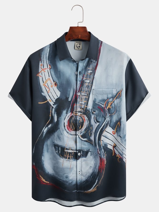 Guitar Chest Pocket Short Sleeve  Shirt