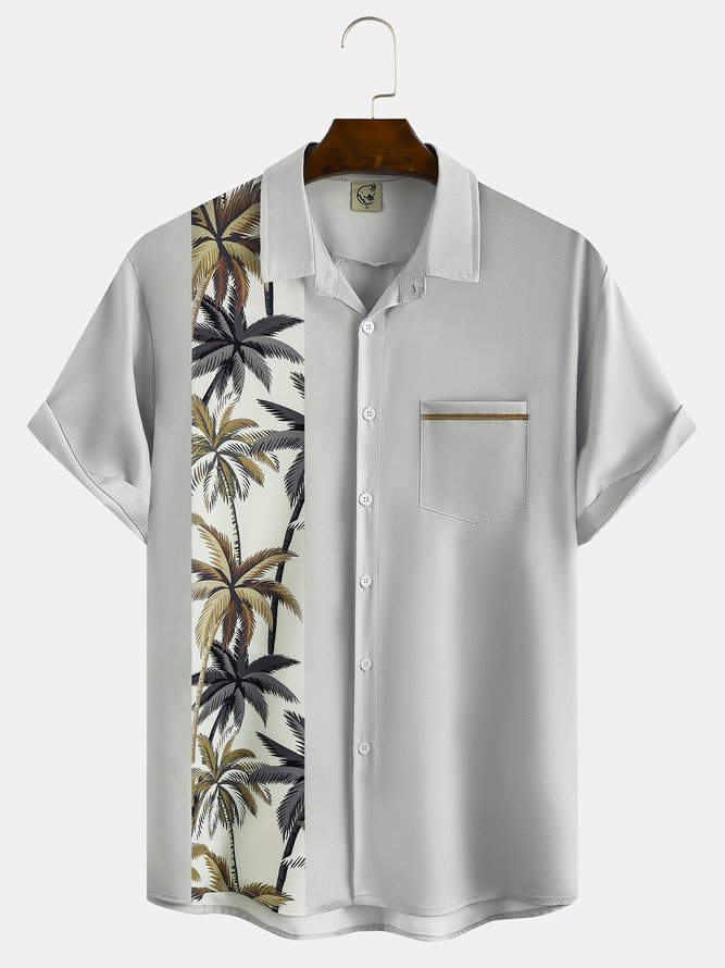 Mens Coconut Tree Graphic Print Short Sleeve Shirt