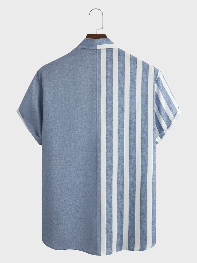 Color Block Stripe Short Sleeve Shirt