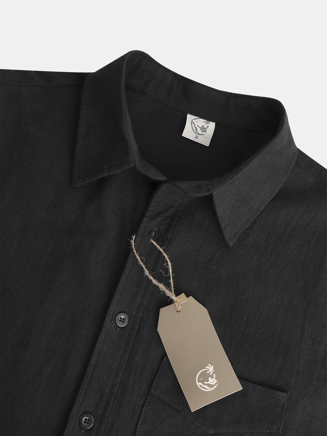 Men's Cotton  Casual Pocket Long Sleeve Shirt