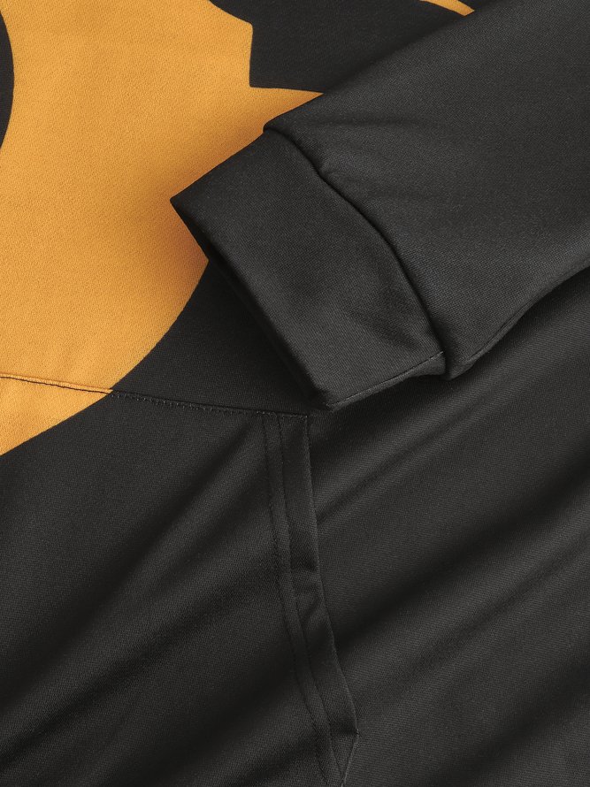 Men's Black Halloween Print Fashion Hooded Long Sleeve Sweatshirt