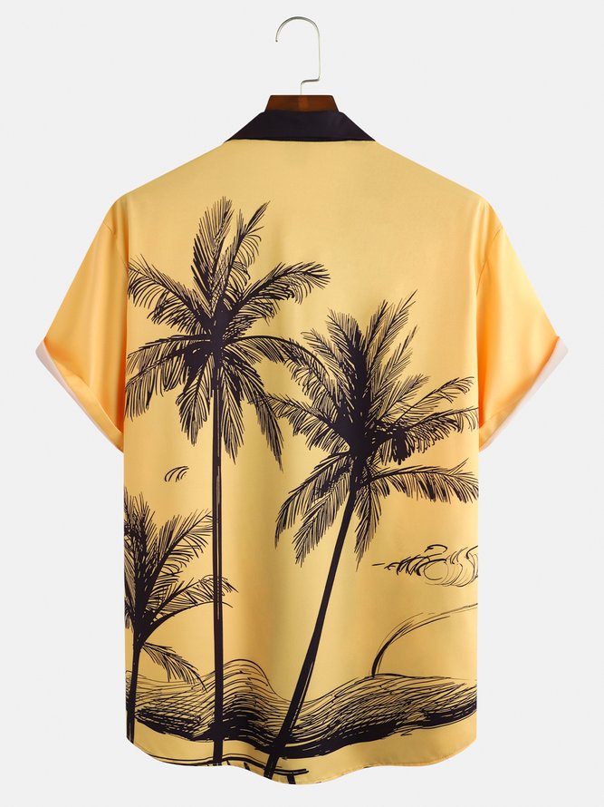 Men's Coconut Print Casual Short Sleeve Hawaiian Shirt