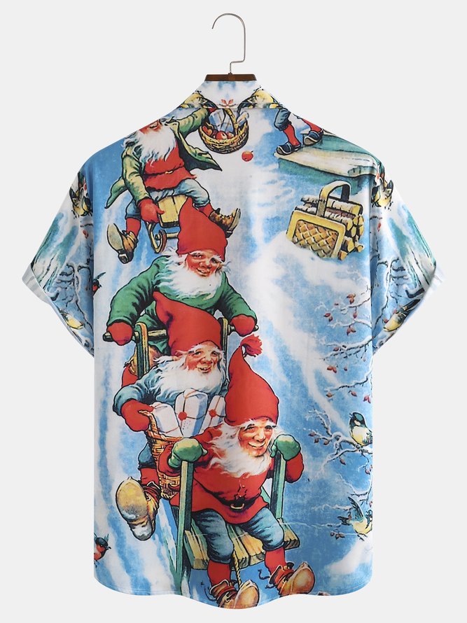 Men's Christmas Collection Casual Short Sleeve Hawaiian Shirt with Chest Pocket