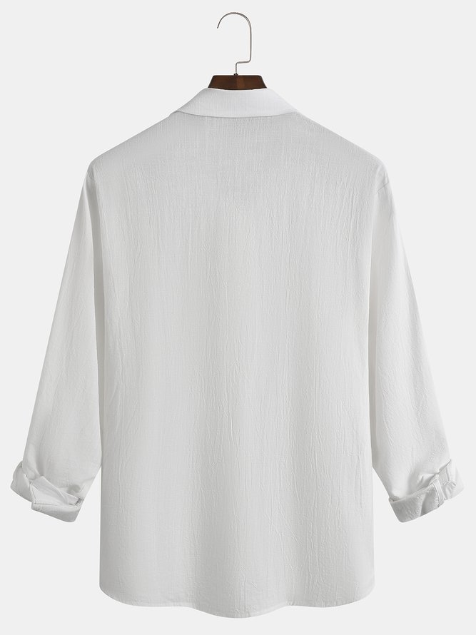 Cotton and Linen Style Guayabella Solid Long Sleeve Shirt