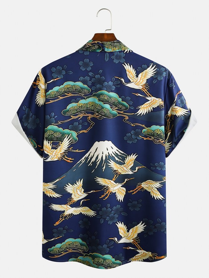 Men's Vintage Print Casual Breathable Short Sleeve Hawaiian Shirt