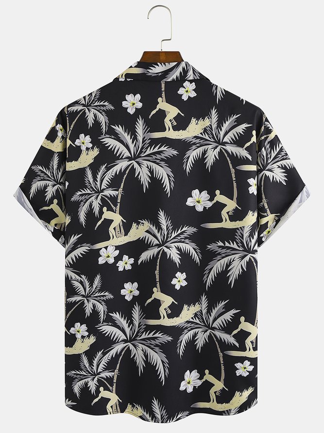 Men's Fruit Print Casual Moisture Absorbent Breathable Fabric Hawaiian Short Sleeve Shirt