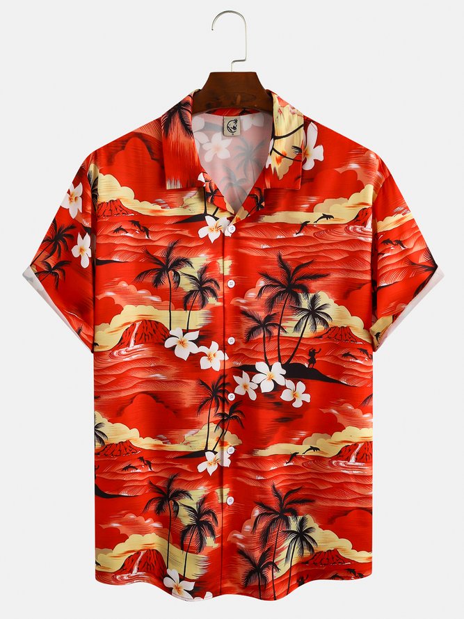 Tropical Graphic Men's Casual Short Sleeve Hawaiian Shirt