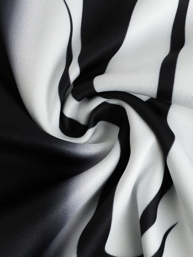 Casual Art Collection Gradient Geometric Stripe Pattern Lapel Short Sleeve Polo Print Top