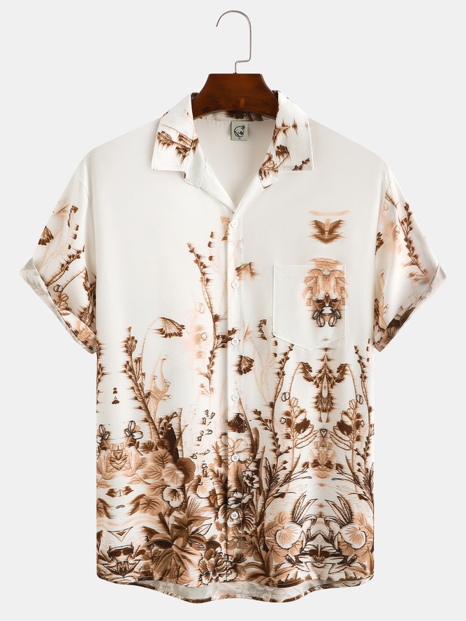 Floral Graphic Men's Casual Hawaiian Short Sleeve Shirt