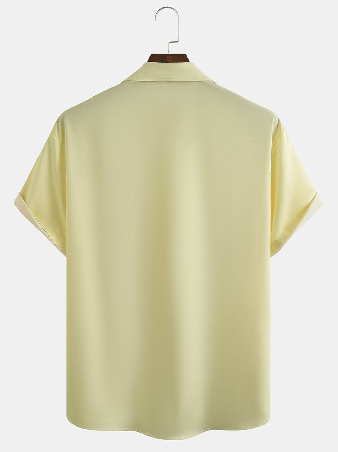 Casual Art Series Striped Geometric Color Block Pattern Lapel Short Sleeve Print Shirt Top