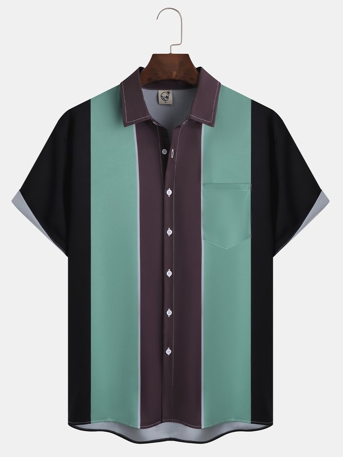 Men's Bowling Print Short Sleeve Shirt