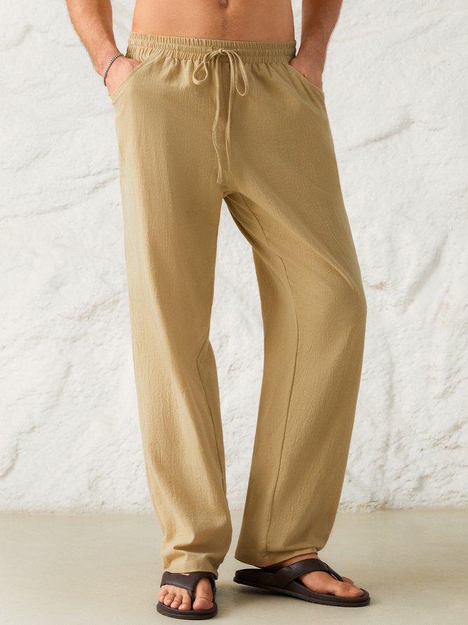 Cotton And linen Style American Casual Basic Wild linen Trousers
