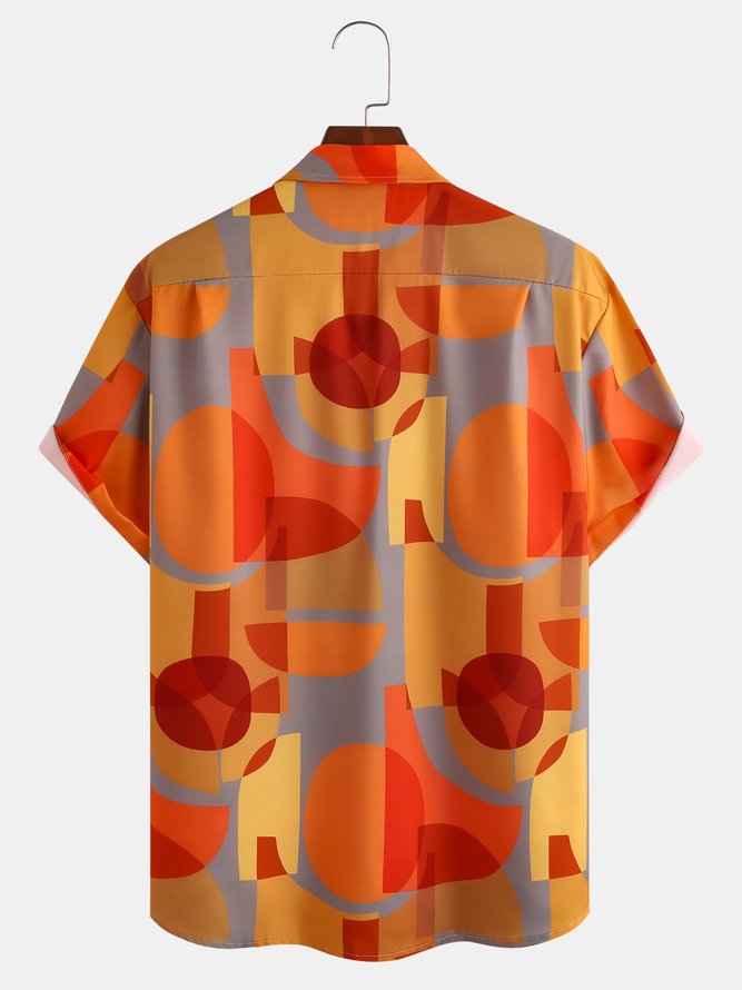 Men's Geometric Print Casual Breathable Short Sleeve Shirt