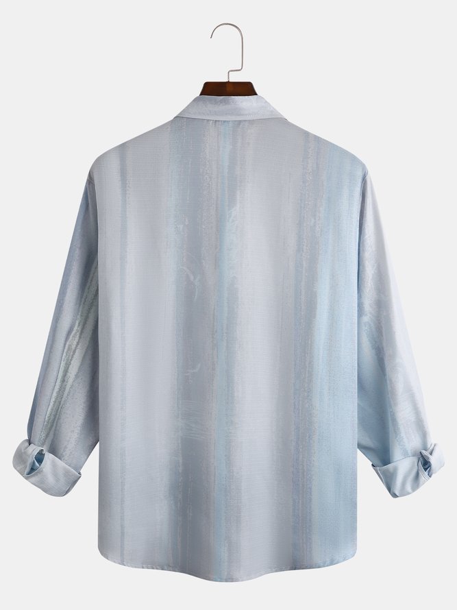 Men's Cotton Linen Style Coconut Tree Graphic Print Long Sleeve Shirt