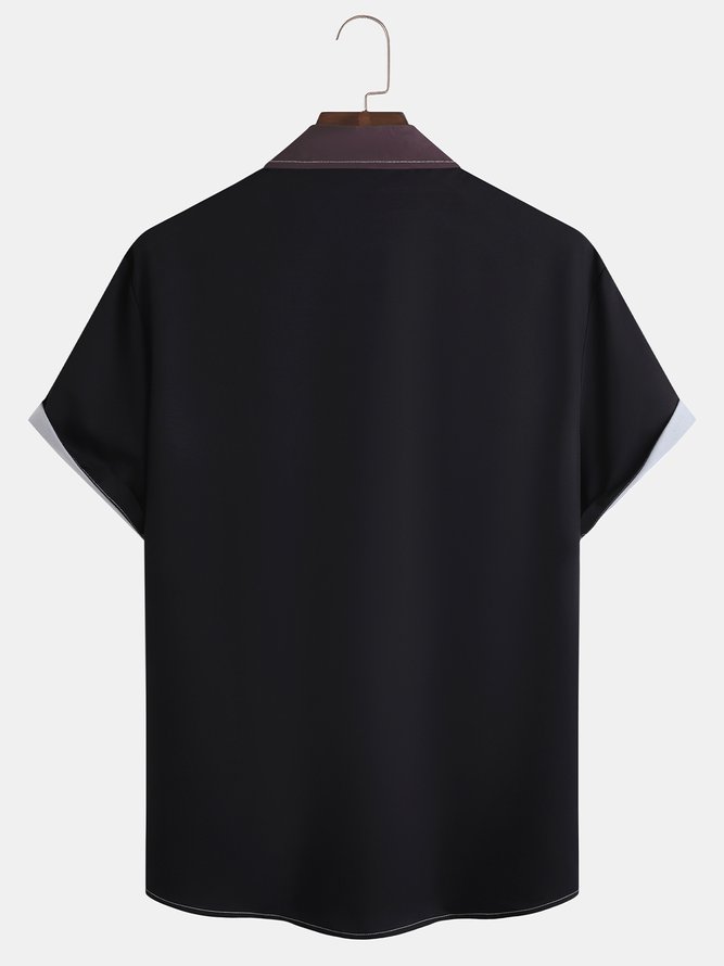 Men's Bowling Print Short Sleeve Shirt