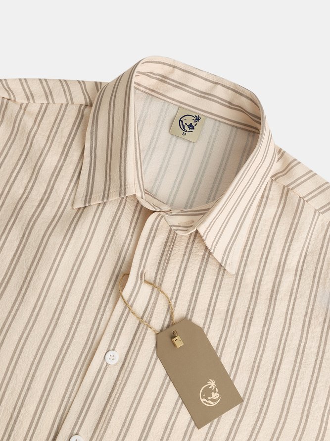 Men's Bubble Crinkle Fabric Long Sleeve Shirt