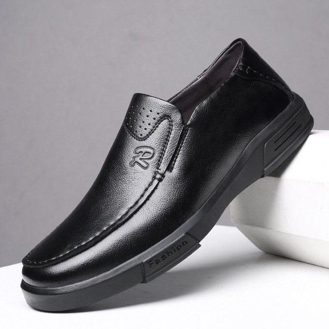 Men Cow Leather Waterproof Comfy Non Slip Soft Slip On Casual Shoes