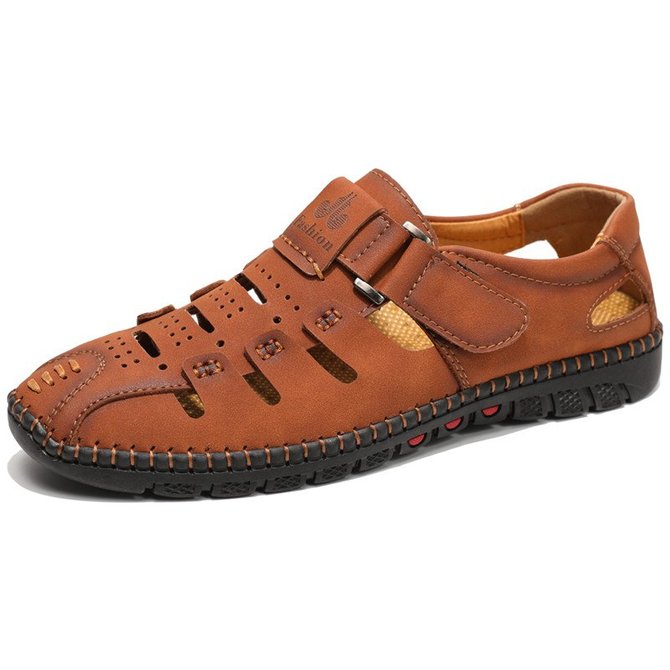 Men Large Size Vintage Style Leather Hollow out Casual Shoes