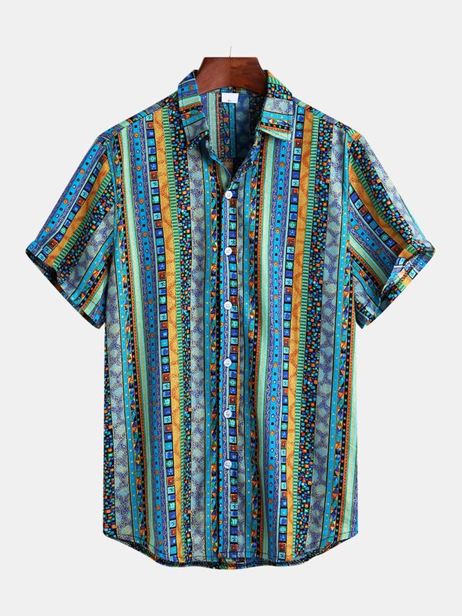 Men's Beach Geometric Printed Shirts