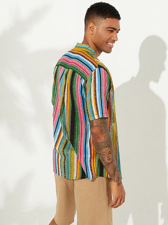 Men's Printed Striped Casual Shirts