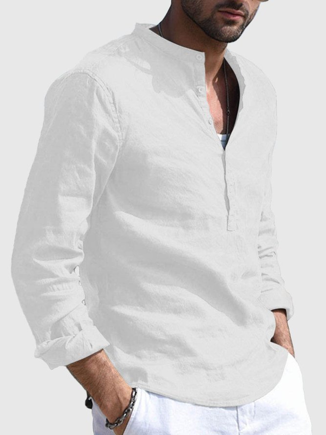 Paneled Basic Stand Collar Shirts hawalili