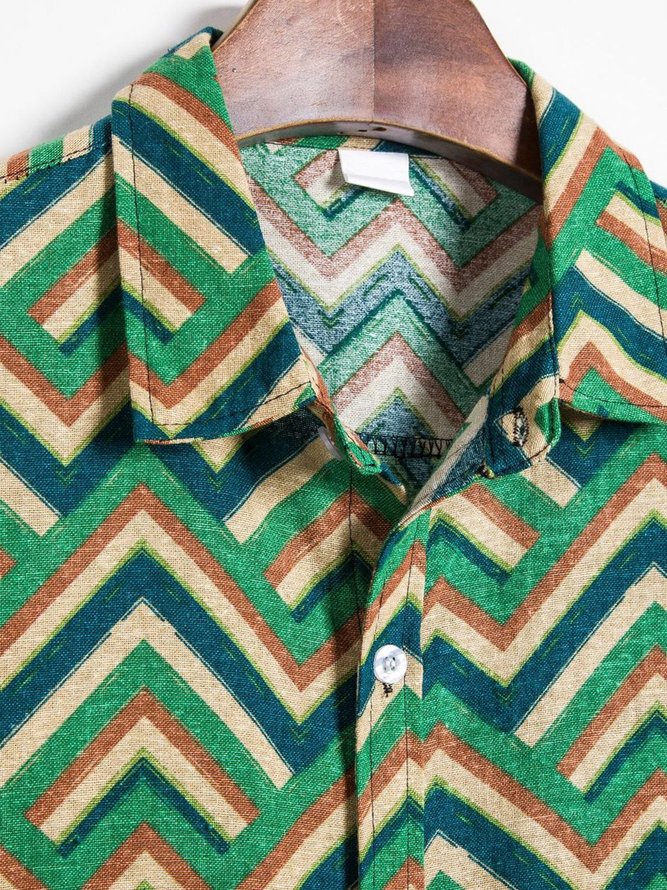 Contrast stitching shirt short sleeve shirt men