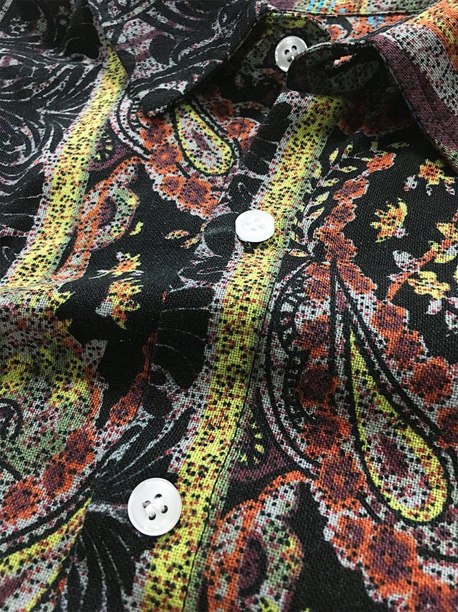 Men's Yellow Shirt Collar Casual Striped Shirts hawalili