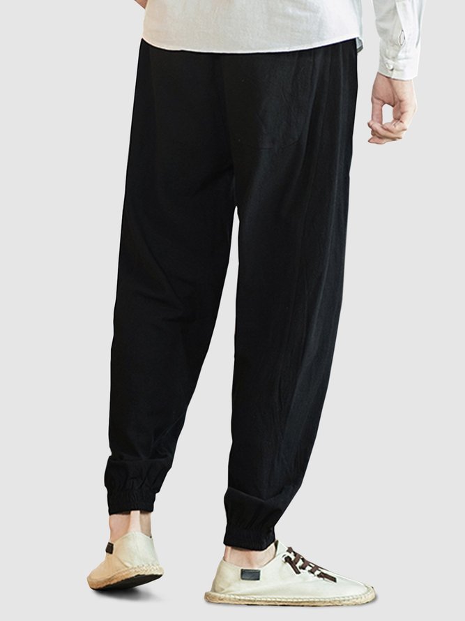 Solid CottonBlend Statement Casual Pants hawalili