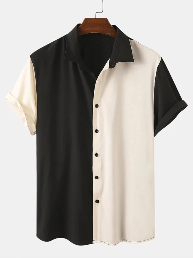 Black Cotton-Blend Statement Shirt Collar Shirts | hawalili