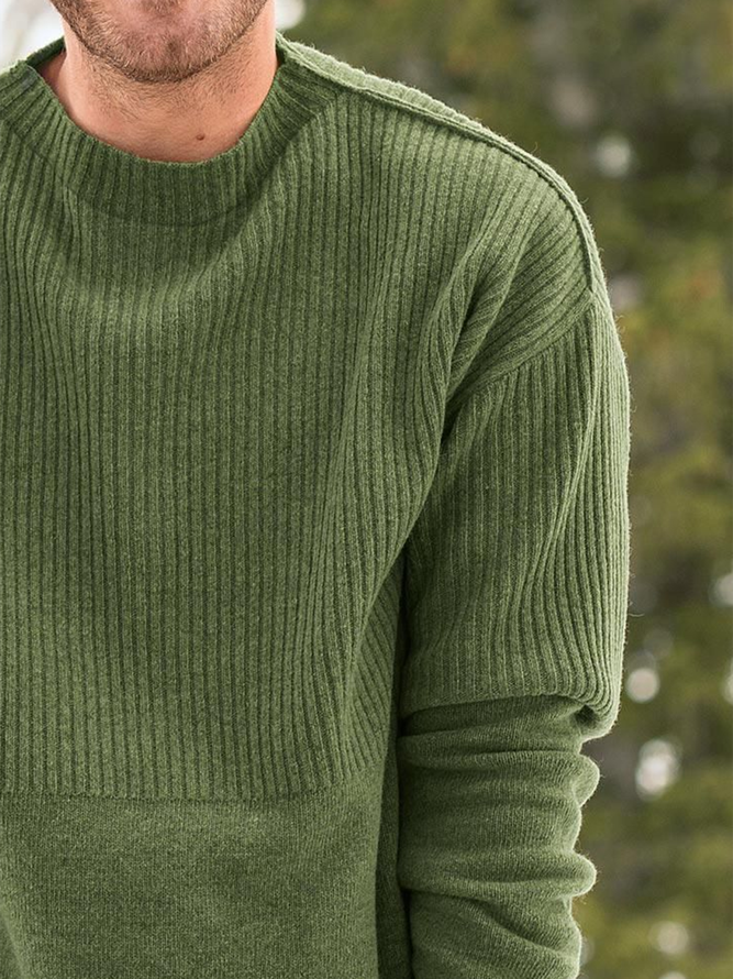Green Crew Neck Cotton-Blend Sweater