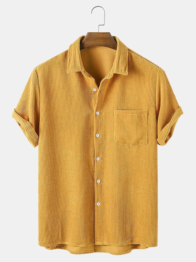 Men's Corduroy Pockets Shirt Collar Shirts hawalili