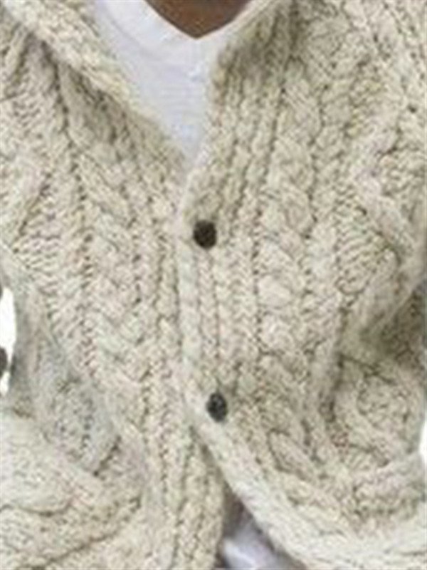 Casual Knitted Stand Collar Solid Sweater