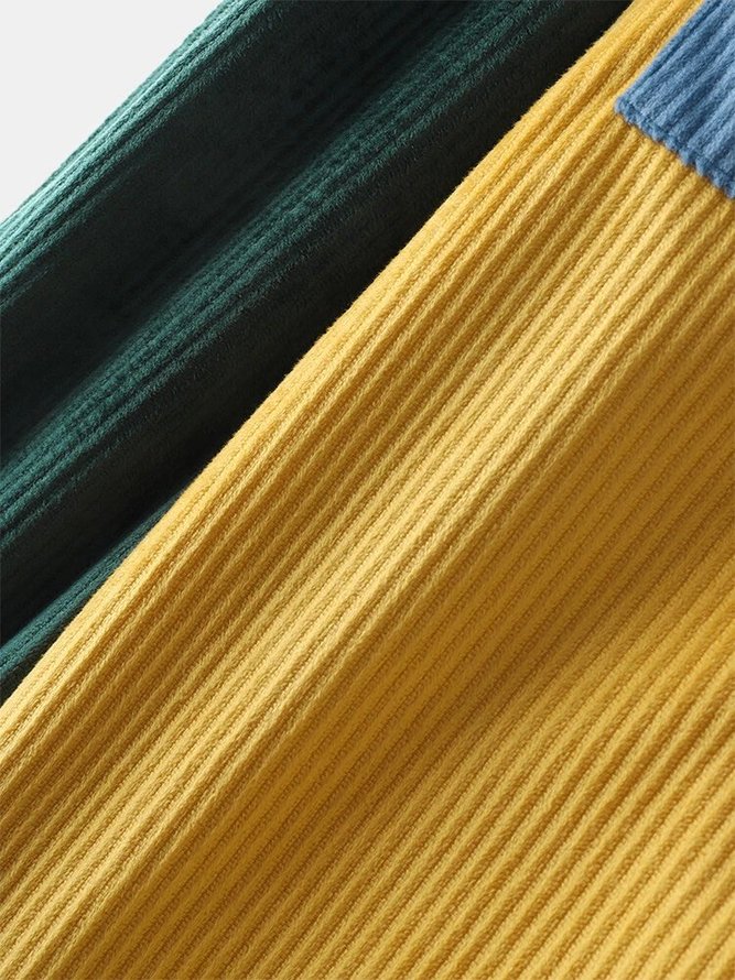 Yellow Vintage Color-Block Plain T-shirt
