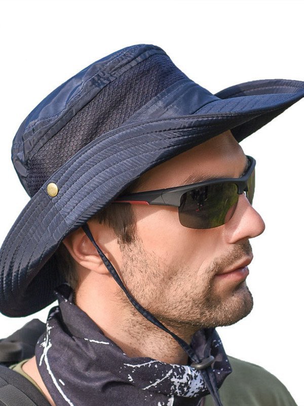 Outdoor men's hat sunscreen UV breathable wearable big brim hat