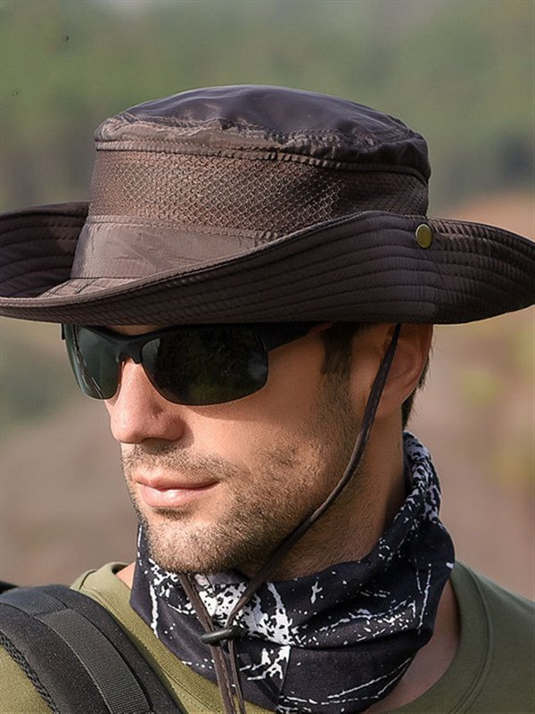 Outdoor men's hat sunscreen UV breathable wearable big brim hat