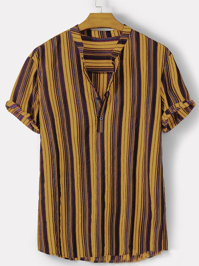 Brown Striped Casual Printed Shirt