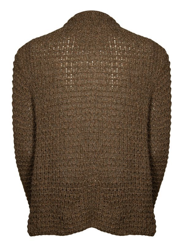 Brown V Neck Casual Knitted Sweater